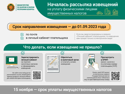 Рассылка извещений на уплату физическими лицами имущественных налогов